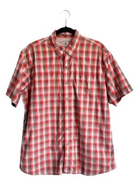 G.H. Bass & Co. Men Poppy Plaid Short-Sleeve Button-Down Shirt XL Outdoor Preppy